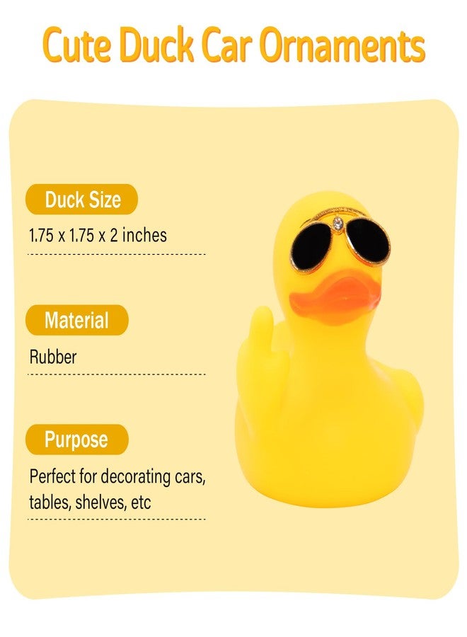 wonuu 3pcs Rubber Duck Car Diamond Mid-Finger Duck Ornament Dashboard Decorations Quirky Car Accessories - Image 3